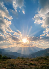 Obraz premium Time-Lapse Blue Sky Clouds Sunrise Sunset Moving Panoramic