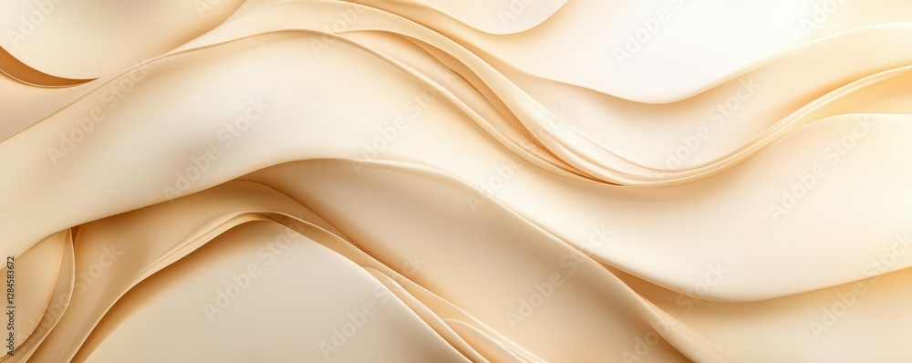 Poster elegant beige flowing fabric with smooth waves and soft texture
