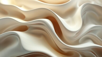 Obraz premium Flowing cream-colored fabric creating elegant waves in a soft, textured arrangement during daylight