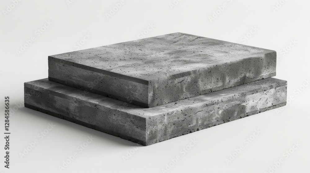Poster two stacked concrete slabs arranged neatly on a light background showcasing a minimalist design aest