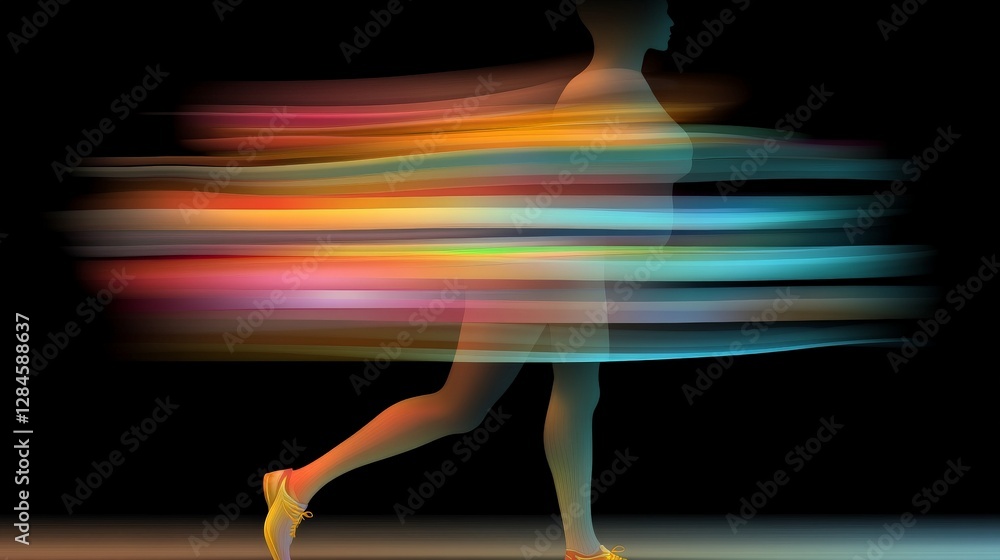 Poster colorful motion blur of a person running with dynamic effects