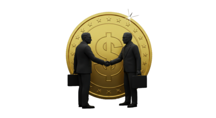Isolated Business Deal with Handshake against Gold Coin