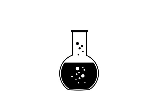 Isolated Round Bottom Flask with Bubbling Liquid