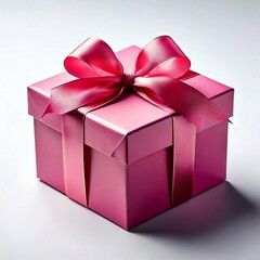 Obraz premium Pink gift on white background