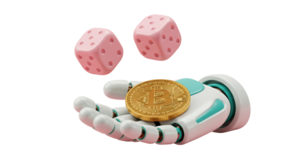 Isolated Robotic Hand with Bitcoin and Dice