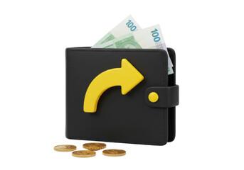 Isolated Wallet with Euro Bills and Coins