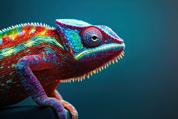 Detailed image of a colorful chameleon lizard