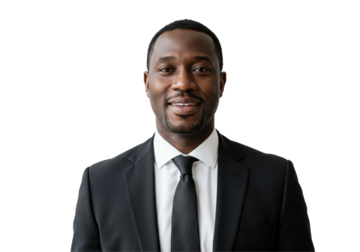 Isolated Smiling African American Businessman with Professional Demeanor