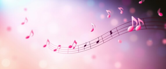 Floating Music Notes Colorful Backdrop