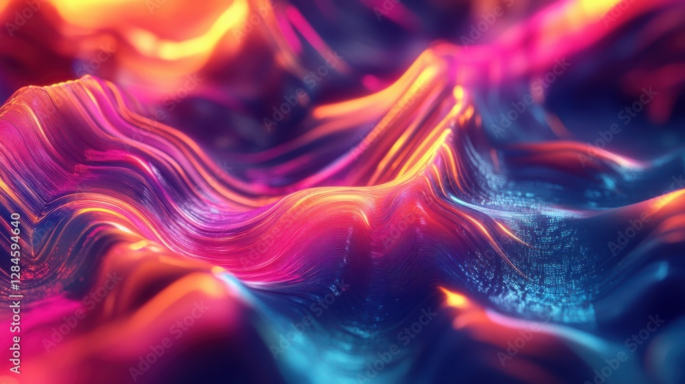 Poster abstract multicolored wave patterns with vivid light effects