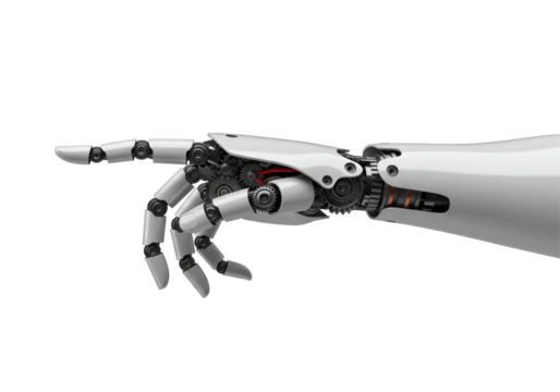 Isolated White Robot Hand Pointing