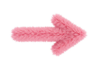 Isolated Pink Fluffy Fur Arrow Pointing Right