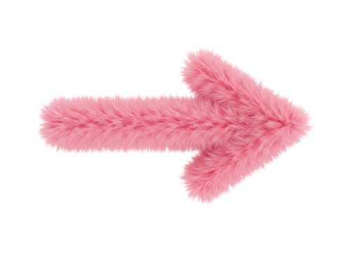 Isolated Pink Fluffy Fur Arrow Pointing Right