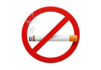 Isolated Symbolic No Smoking Sign with Burning Cigarette