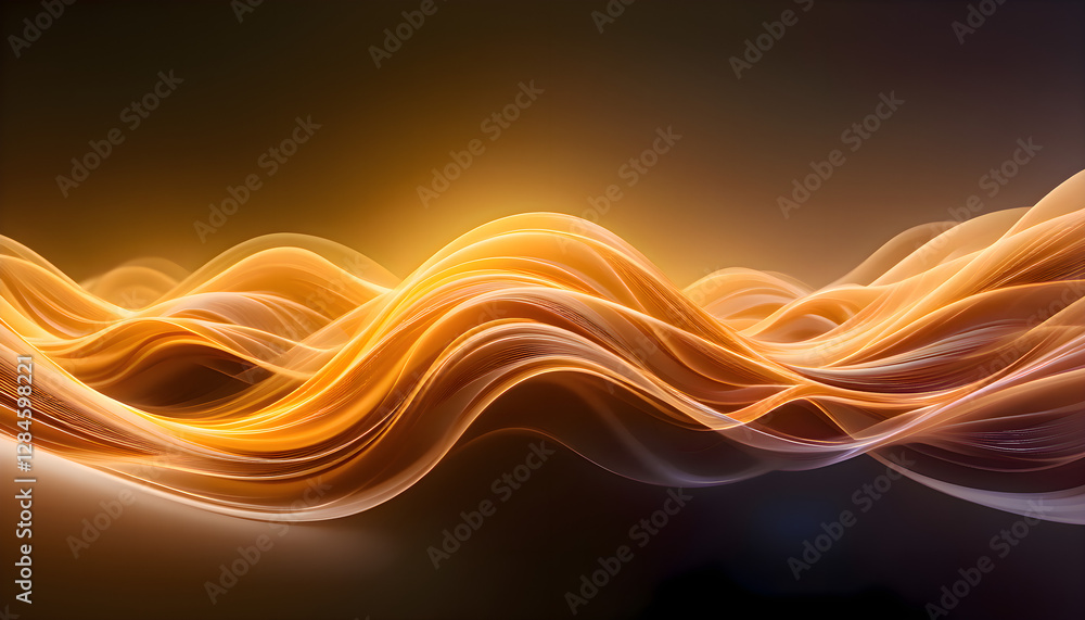 Poster glowing golden waves flow in a mesmerizing abstract pattern.