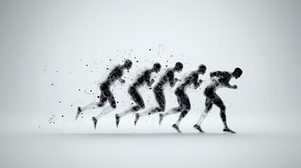 Fototapeta premium Dynamic Illustration of Running Figures in Abstract Style