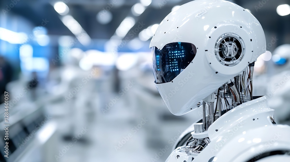 Leinwandbilder futuristic closeup of a sleek white robot displaying advanced technology features : generative ai