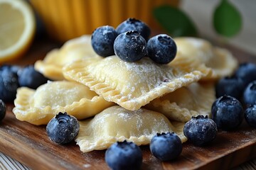 Discover the sweet harmony of traditional Polish pierogi filled with fresh blueberries, perfectly crafted for dessert lovers seeking fruity indulgence