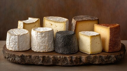A selection of gourmet cheeses including brie, blue, cheddar, gouda, swiss, parmesean, and others. Perfect for appetizers, baking, wine pairing or snacking.