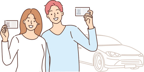 Driving school graduated men and women who received driver license and right to drive car. Schast recommends visiting driving school to improve your steering skills and update documents