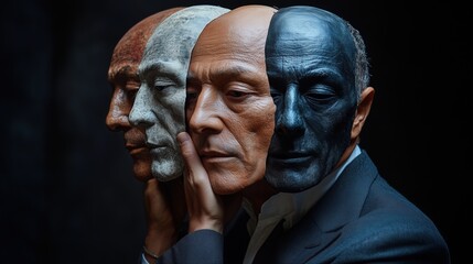 Man holding three different masks in his hands