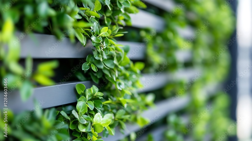 Poster CloseUp of Greenery Emphasizing Fresh Leaves Against a Modern Background : Generative AI