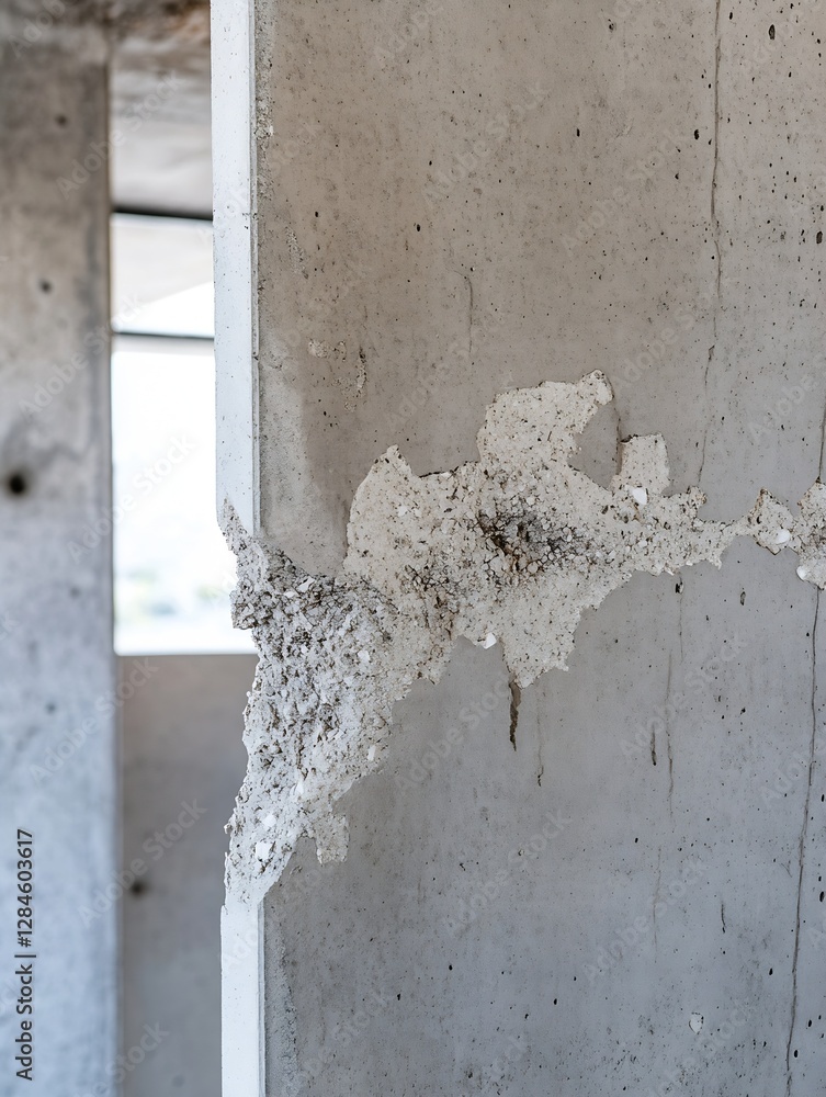 Poster detailed view of a weathered concrete wall showcasing the texture and imperfections of industrial ar