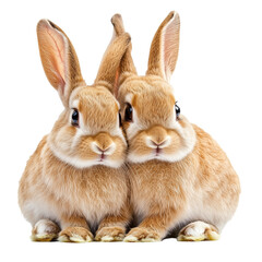 Fototapeta premium Cute Bunny Pair isolated on transparent or white background 