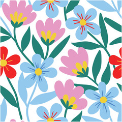 floral pattern with flowers,Hand-drawn botanical element,Vector illustration doodle background. 