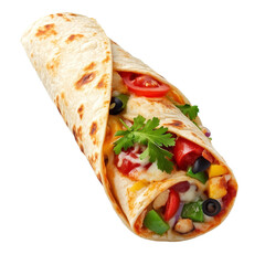 Pizza Wrap with Fresh Vegetables  isolated on transparent or white background	
