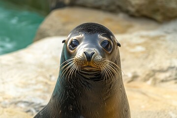 Fototapeta premium Adorable seal looking at the camera
