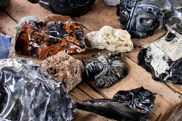 Elaboration of obsidian crafts at the Teotihuacan archaeological site.