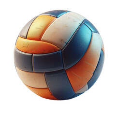 Studio Shot of a Multi-Colored Panel Volleyball on a White Background