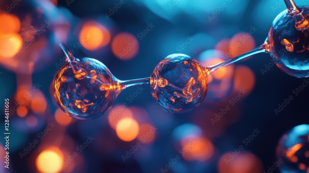 Poster visualization of gas molecules in rapid motion showcasing glowing atomic structures in a dynamic set