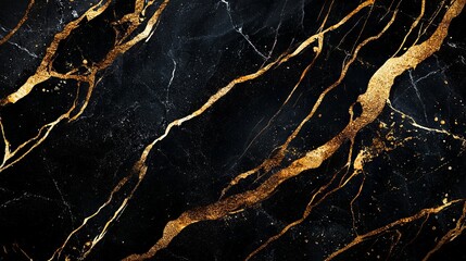 Premium black marble background with gold metallic streaks