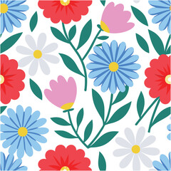 Seamless flower pattern,Vintage textile design with wild flowers pattern image.