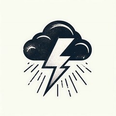 Vintage graphic of a thundercloud and lightning bolt.