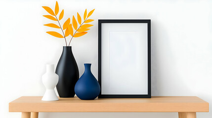 Modern Home Decor Still Life with Vases and Picture Frame