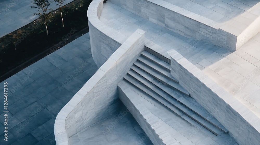 Fototapete modern architecture features clean lines and elegant staircase design : generative ai