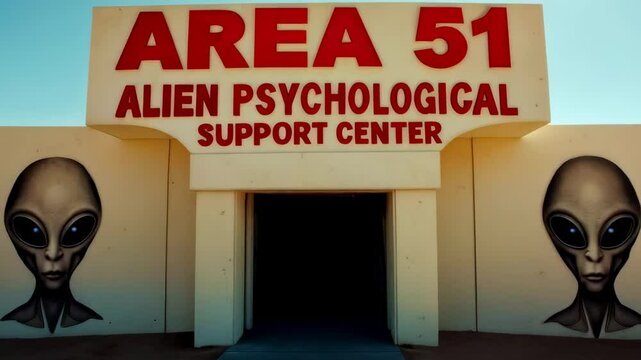 Mysterious Area 51 Military Base with Alien Symbols