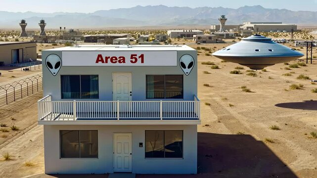 Restricted Area 51 Desert Base with Alien Symbols