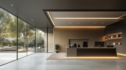 Modern Reception Area with Minimalist Design and Natural Light