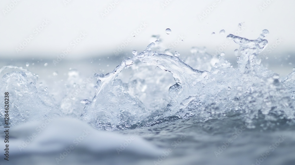 Aufkleber Dynamic Close Up of Stunning Water Splash Capturing the Beauty of Motion and Liquid Transparency : Generative AI