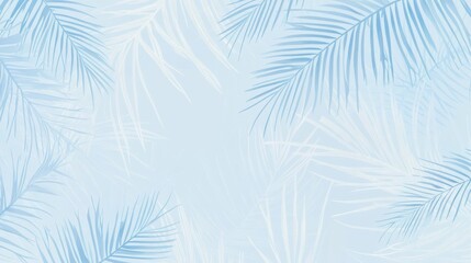 Soft Blue Background Adorned With Delicate Leaf Patterns, Perfect for Various Design Projects and Seasonal Themes