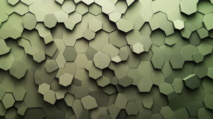 Geometric honeycomb gradients in mossy green and frosted gray plain background