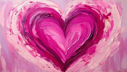 Obraz premium pink heart on pink background pink purple tones oil painting modern art