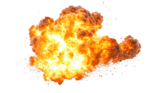 fire explotion isolated on white background PNG.AI GENERATED
