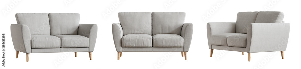 Poster sofa set isolated on transparent background. 3d render. 3d illustration.