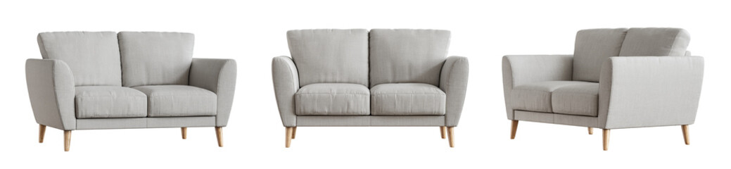 Sofa set isolated on transparent background. 3D render. 3D illustration.