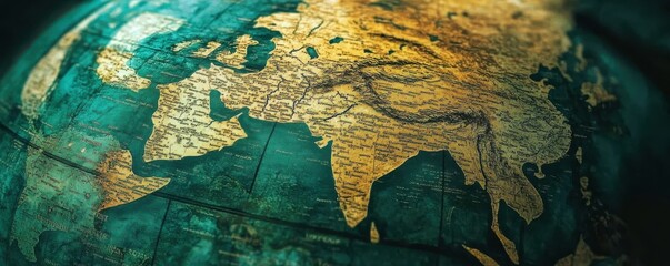 Naklejka premium Vintage world map with detailed geographic features and faded colors